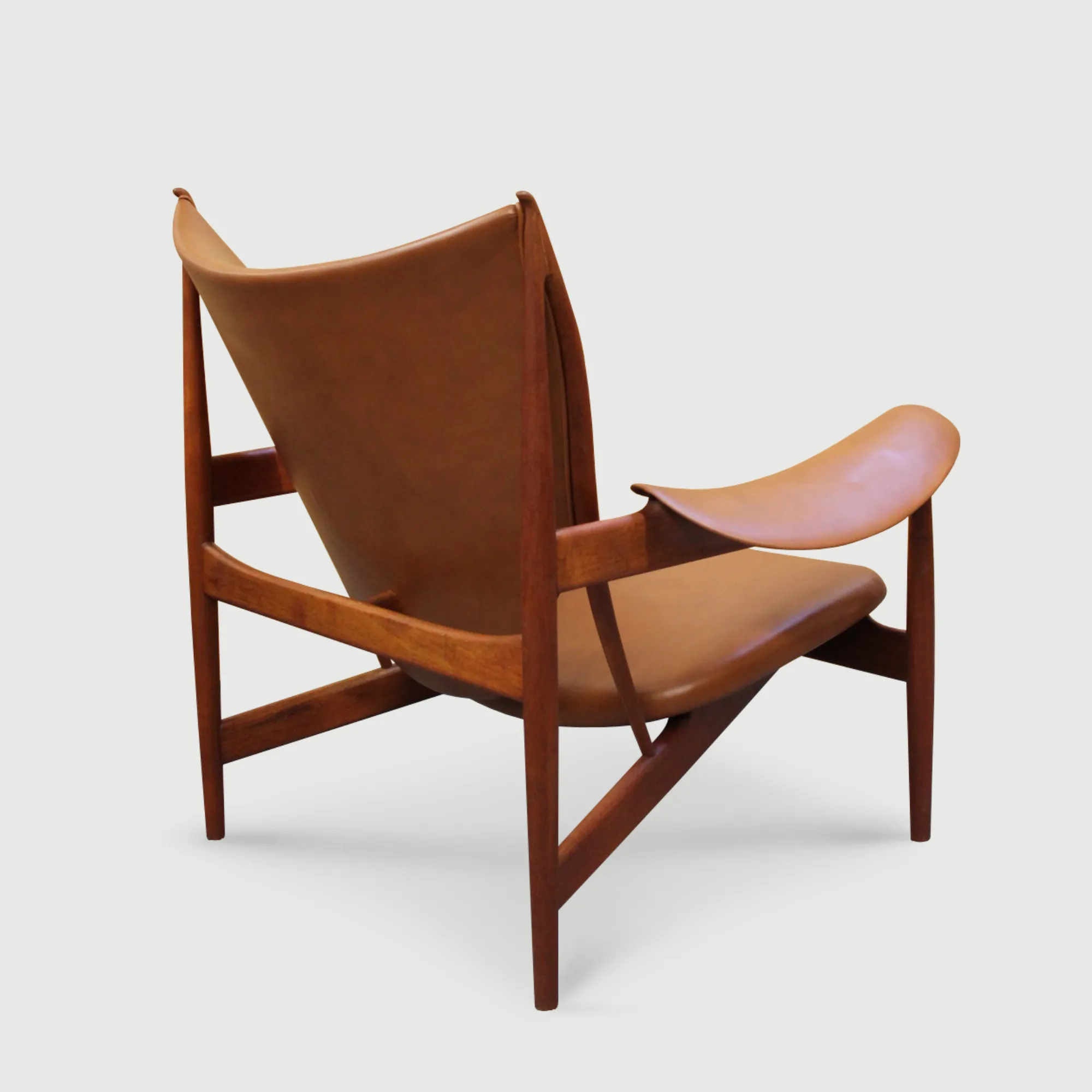 Finn Juhl Chieftan chair with restored brown leather upholstery and dark wood